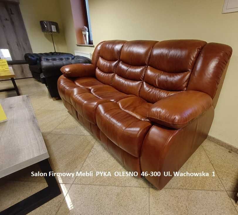 Nowy Komplet REGAN, Skóra Naturalna, Wyprzedaż -30%=Meble Pyka Olesno