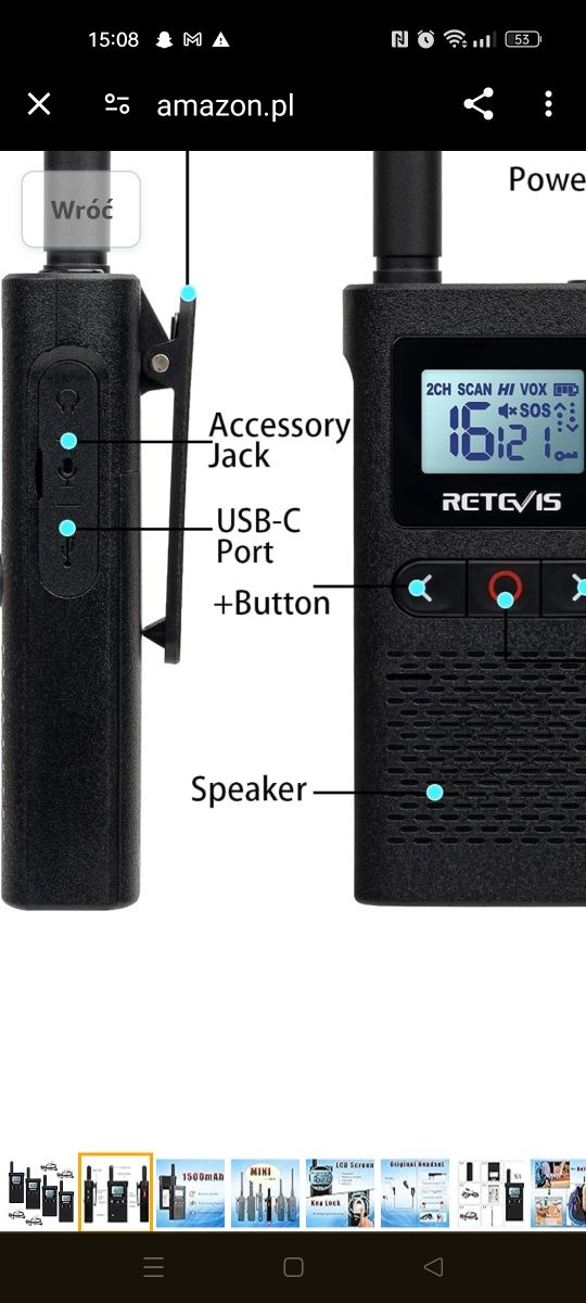 Retevis RB628 Walkie Talkie, Ładowalne Radio Dwukierunkowe