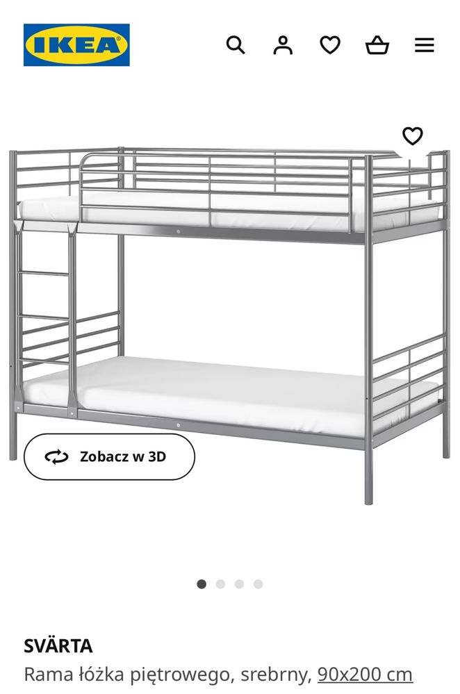 Łóżko piętrowe IKEA/ rama Svarta
