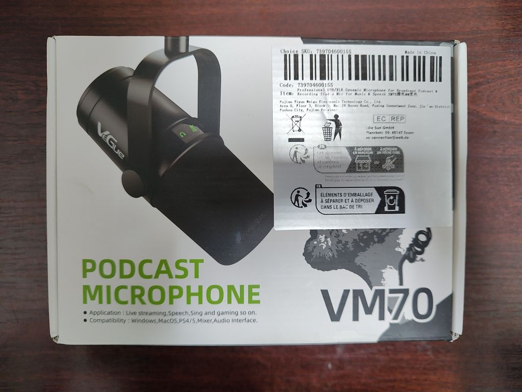 Мікрофон динамічний вокальний Vegue vm 70  usb/xl для подкастів