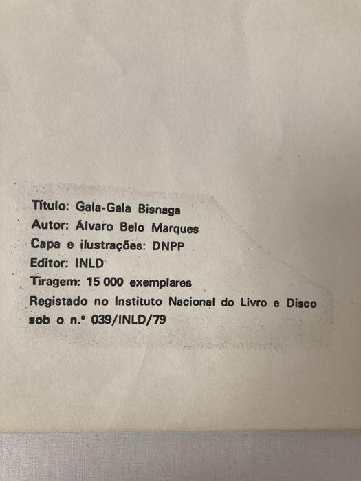 Livro Infantil Gala-Gala Bisnaga