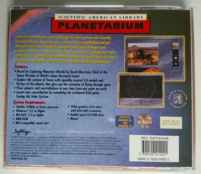 CD Rom Scientific American Library Planetarium