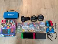 Nintendo Switch OLED + 5 gier + akcesoria – stan bdb