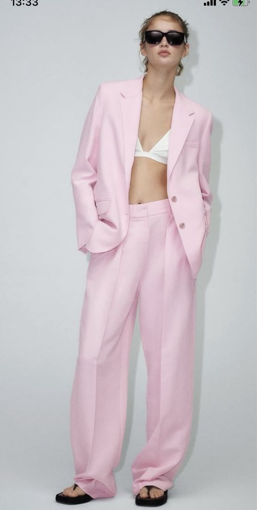 Костюм Zara піджак р.S брюки р. М рожевого кольору