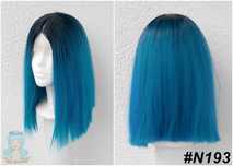 Lace Front Ombre Niebieska peruka z przedziałekim bez grzywki cosplay
