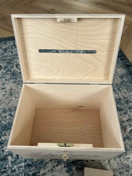 Zestaw skrzynia pudelko na koperty oraz pudełko na obraczki