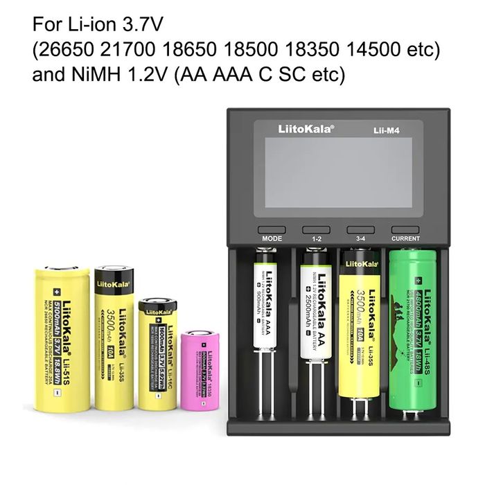Carregador de pilhas/baterias LiitoKala Lii-M4 Display 4 slots NOVO