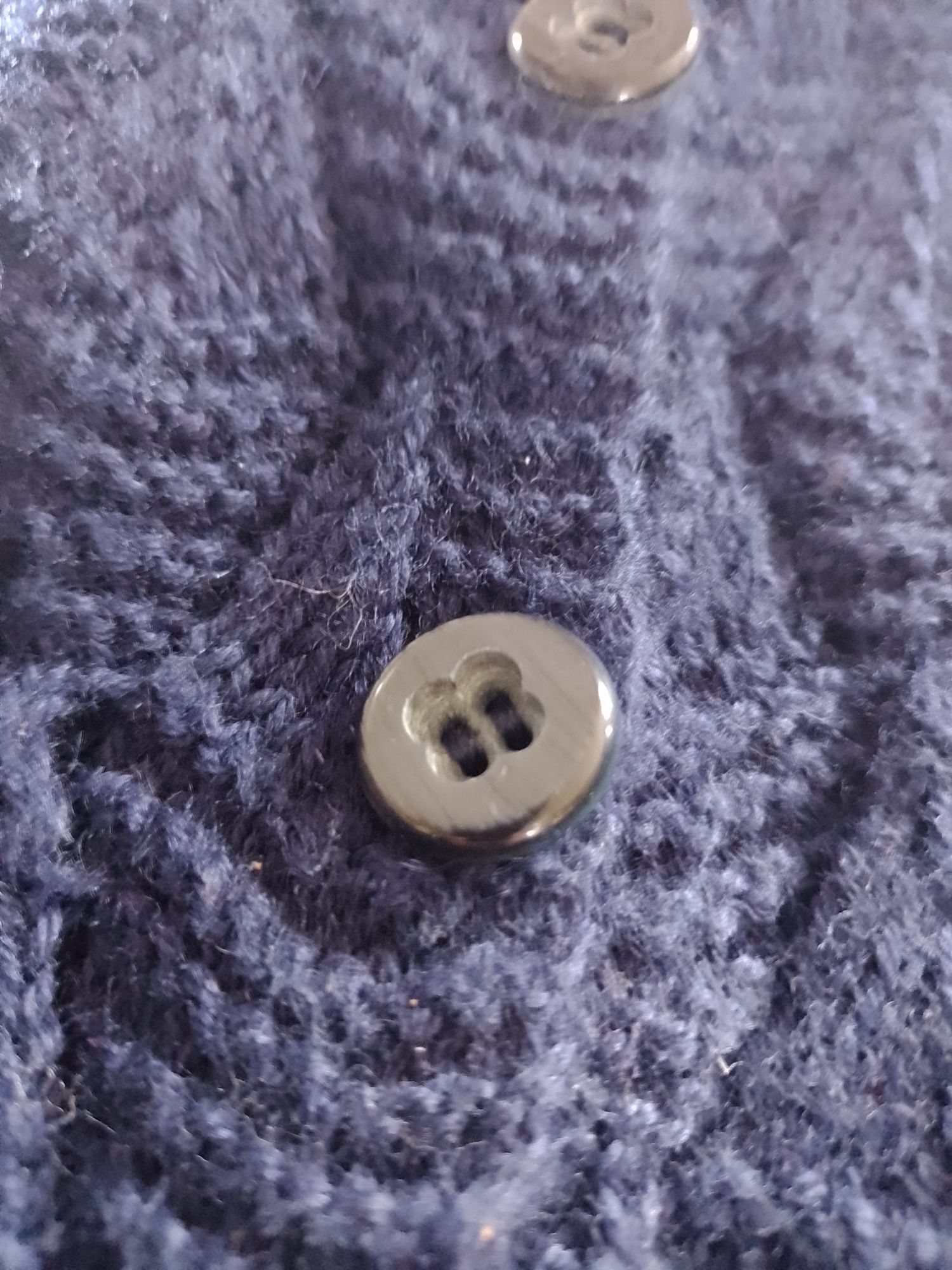 Granatowy ażurowy kardigan sweter oversize 100% wełna handmade