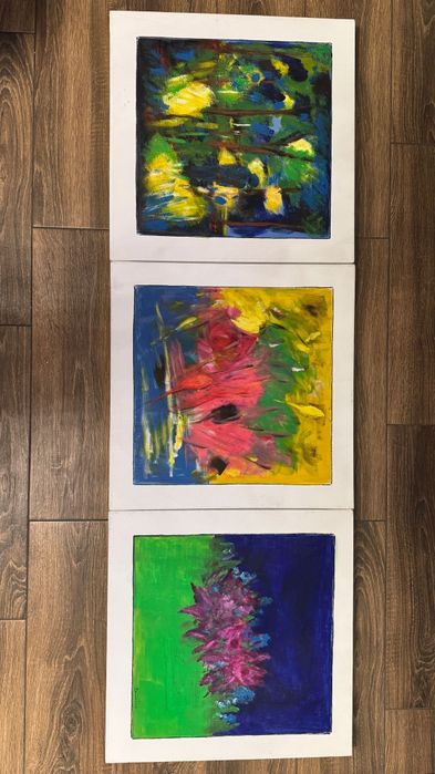 Obrazy olejne na płótnie 3szt