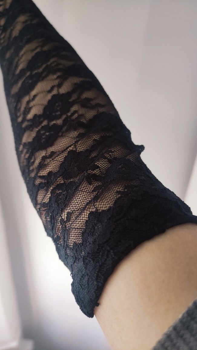 Rękawiczki długie eleganckie damskie koronkowe na studniówkę na wesele