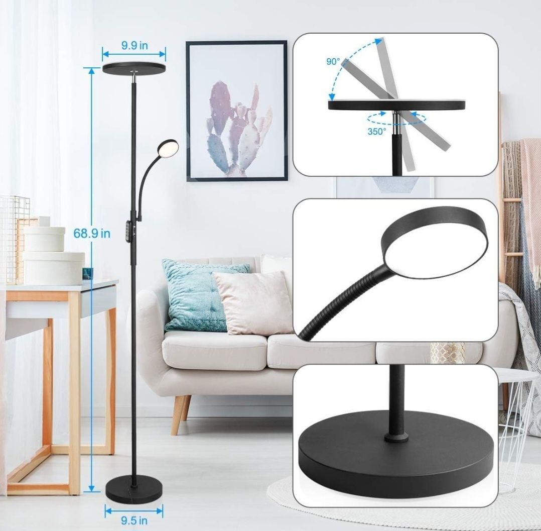 Soarz Lampa LED na podłogę z regulowaną lampą do czytania