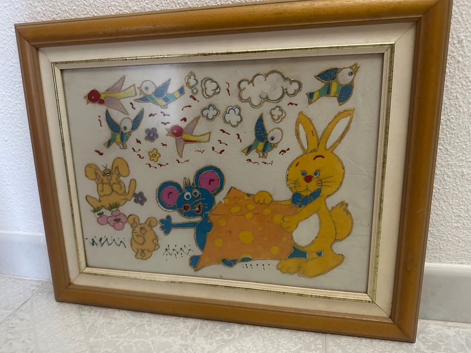 Quadro criança de 40*53 Pintura a óleo COM VIDRO - protege a pintura