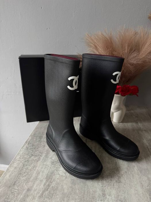 Чоботи/ саможки chanel резиновые сапоги шанель 38 розмір