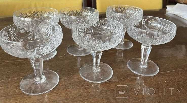 Кришталеві фужери 70-ті роки, 6 штук