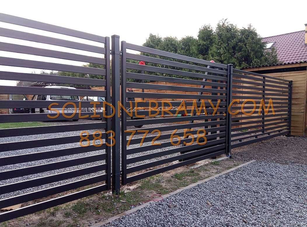 Brama przesuwna palisada profile poziome 100x20 80x20 60x20mm montaz
