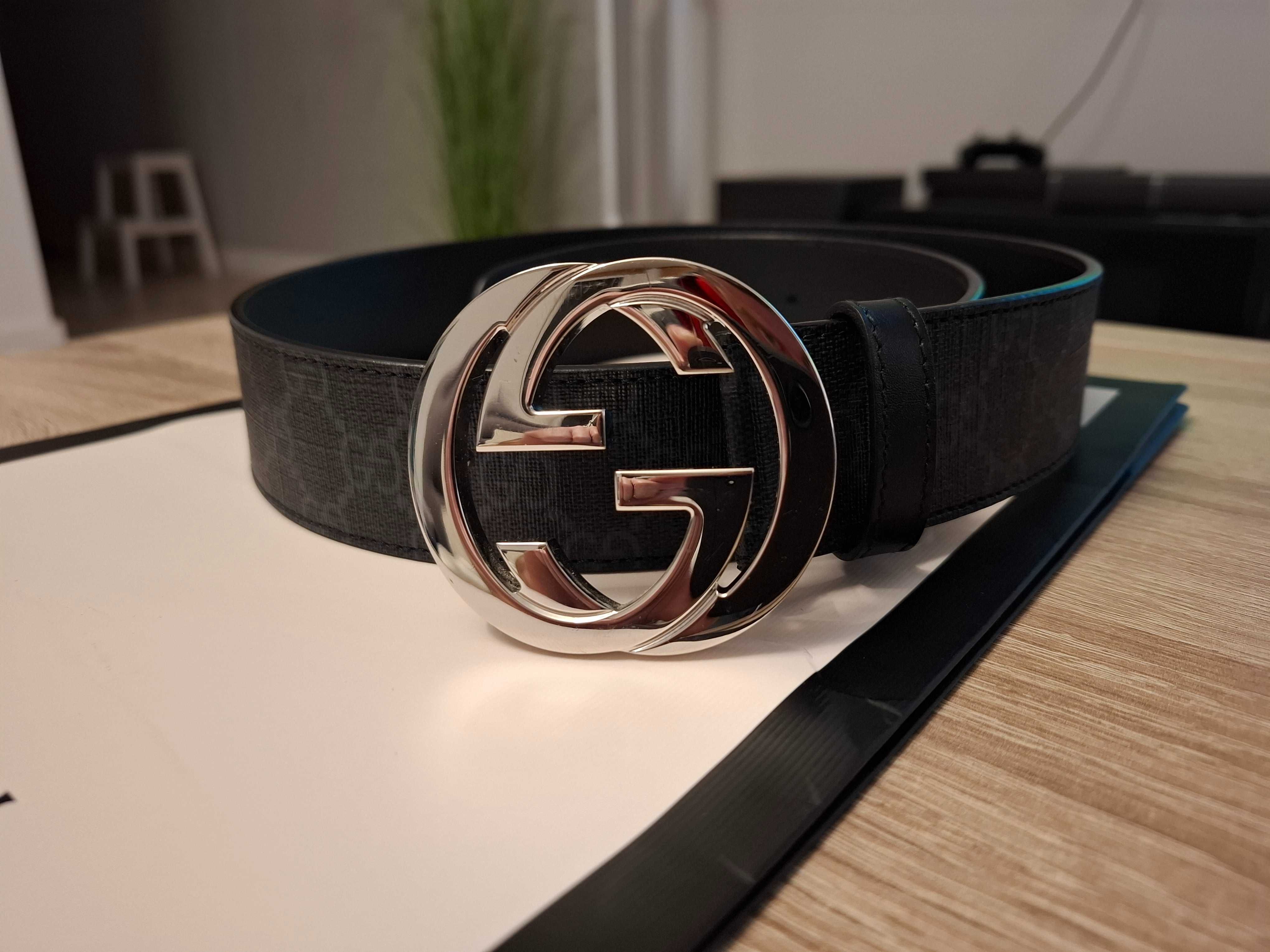 Pasek Gucci z płótna 'GG SUPREME' (ORIGINALNY, STAN BDB)