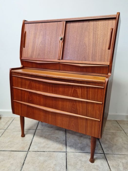Sekretarzyk tekowy,biurko,duński design,Dania lata 60-70,mid-century