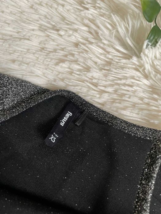 Sinsay crop top srebrny połyskujący halter y2k aesthetic vintage XS 34