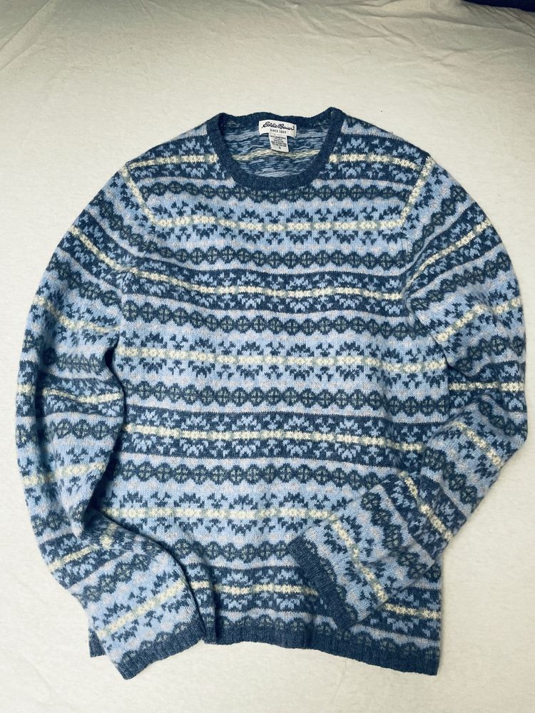 Przepiękny sweter lambswool jedwab wełniany eddie bauer r. S/M