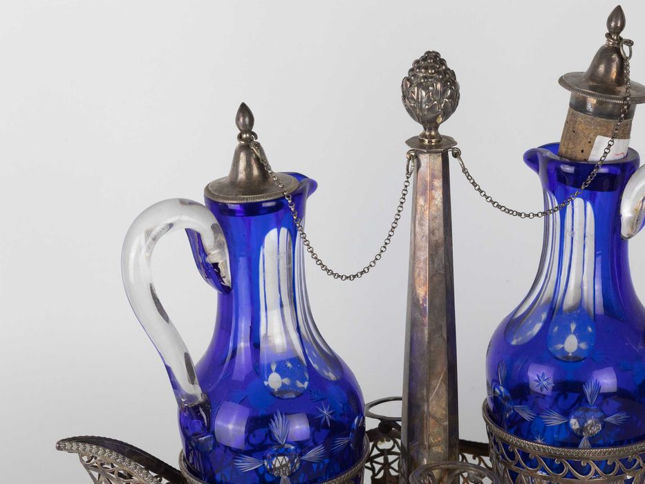 Galheteiro gôndola prata Veneza cristal | século XIX