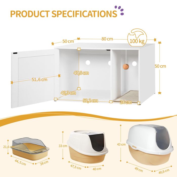 Szafka na kuwetę dla kota domek stolik boczny BOHO 50x80x50 cm WADA