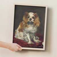 Plakat A3 A King Charles Spaniel - Obraz pies wydruk Manet#1