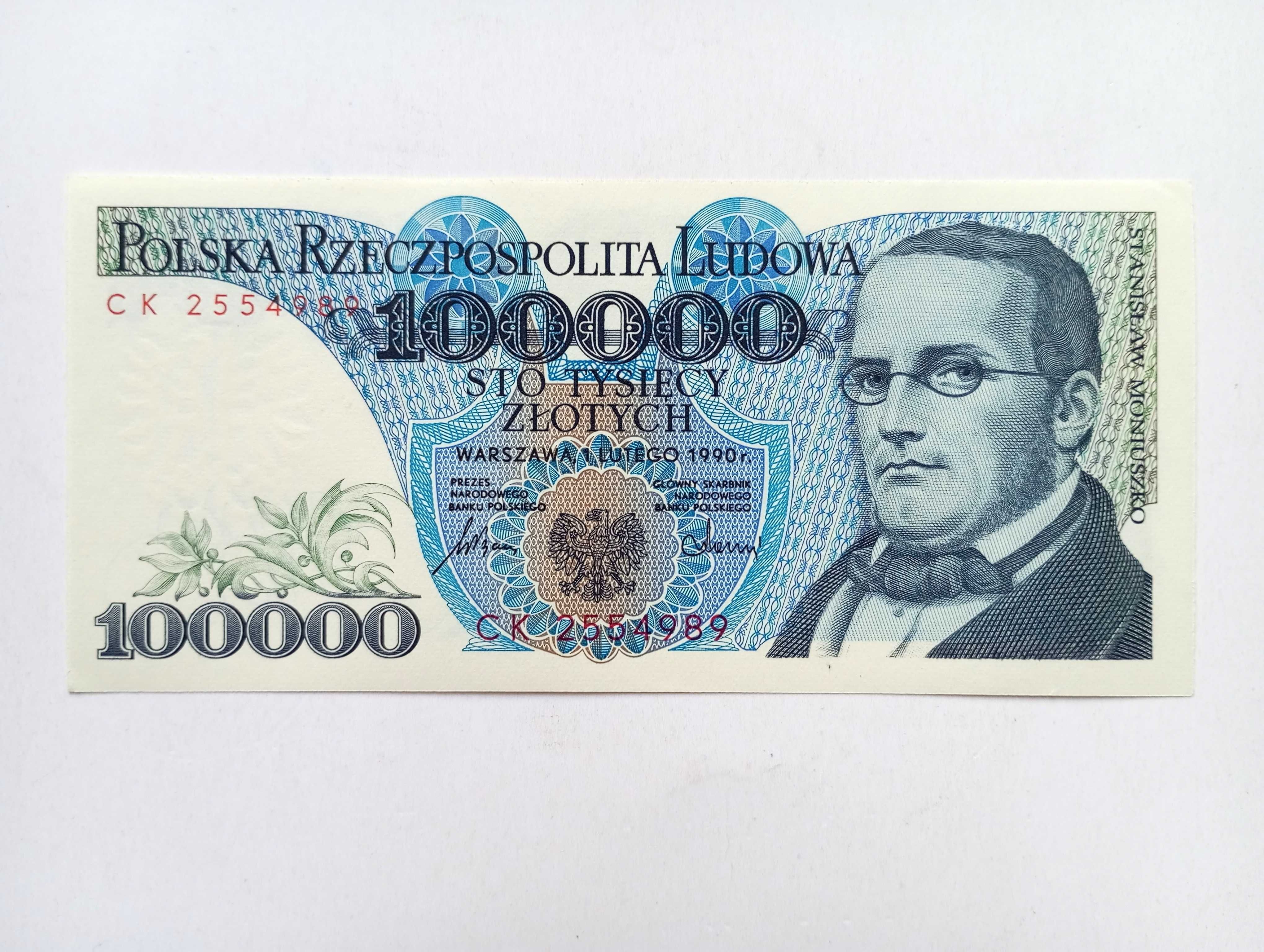 100000  zł 1990   -  CK  -   Bardzo Rzadki  st.  UNC-