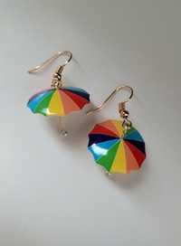 Kolczyki kolorowe tęczowe parasolki LGBT umbrella earrings