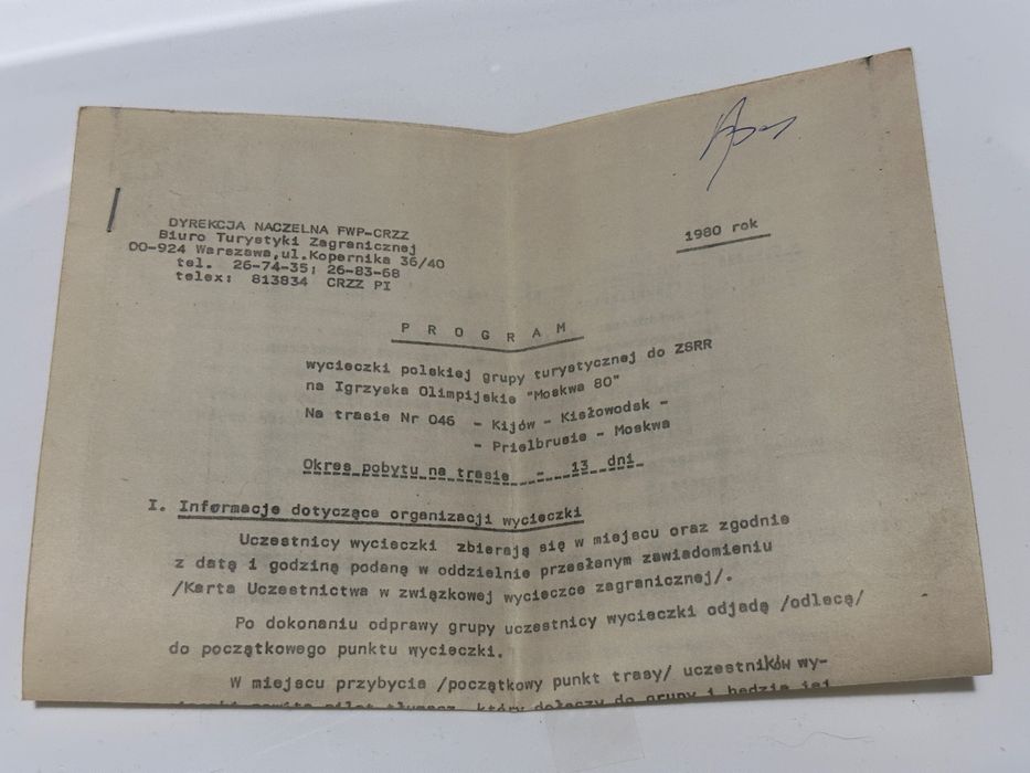 Pamiątki z Olimpiady w Moskwie OLIMPIADA 1980 bilet na olimpiadę!