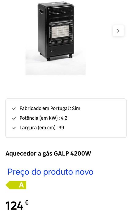 Aquecedor a gás galp