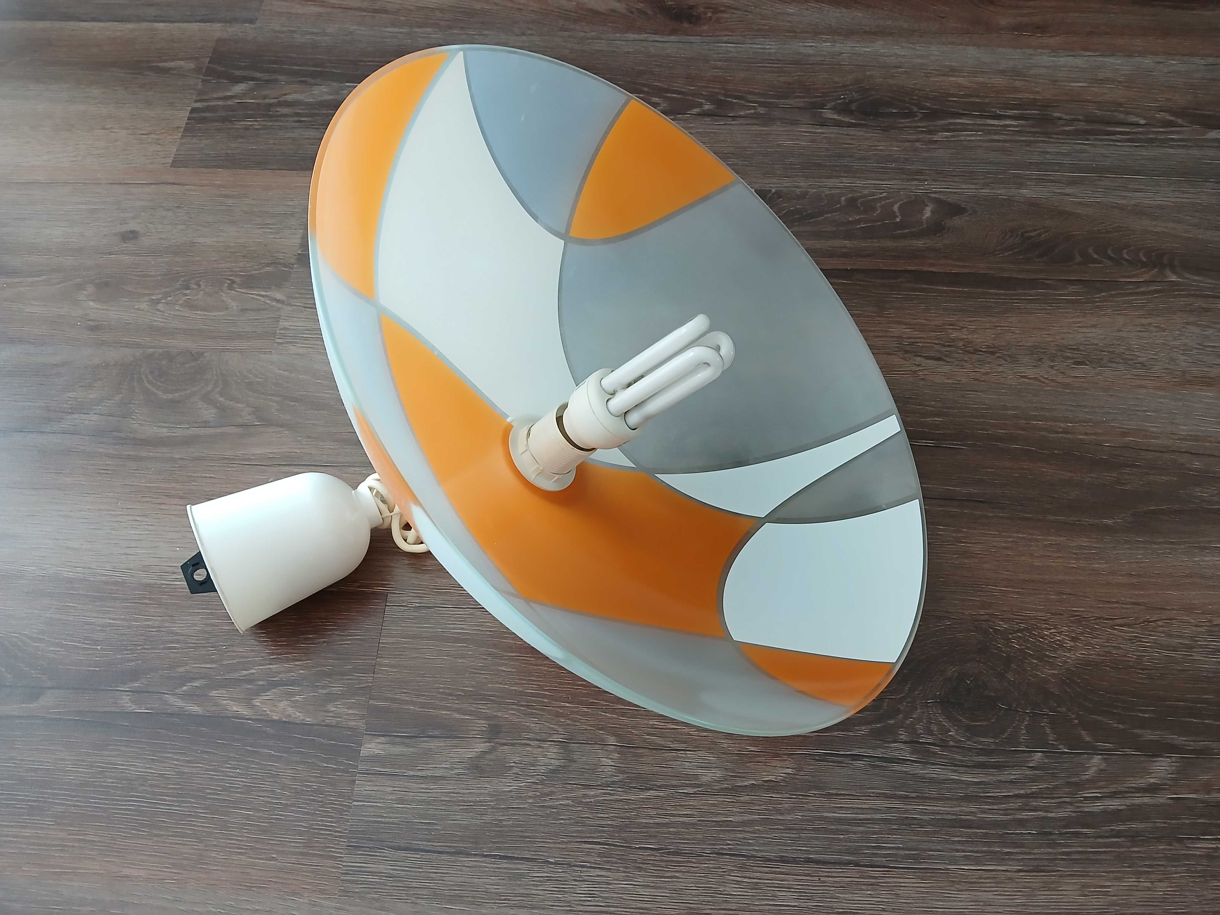 Żyrandol lampa wiszaca szklanyna jedna żarówka duży gwint E27