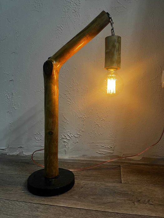 Настольная лампа из дерева в стиле Loft. Ручная работа. Handmade