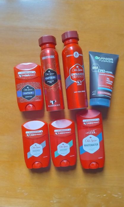 dezodorant/sztyft Old spice/żel do twarzy Garnier