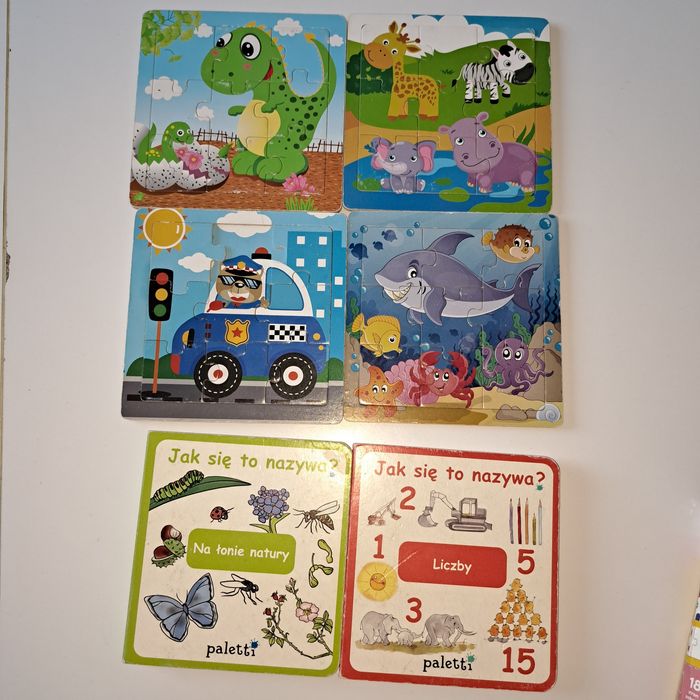 Zestaw minie puzzle i książeczki 3+