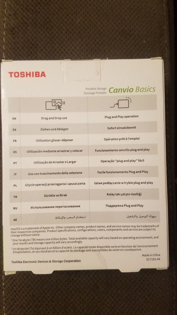 Dysk zewnętrzny Toshiba Canvio Basics 2TB - nowy oryginalnie pakowany