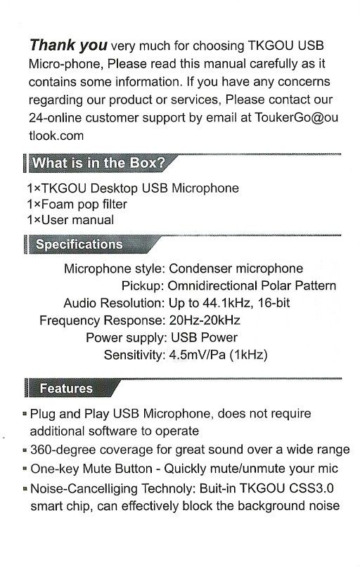 Mikrofon USB TK GOU