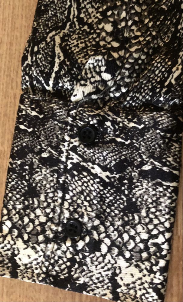 Zara Koszula Tkaniny Satynowej Imitacja Skory Węża XS 34