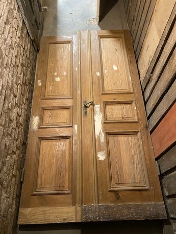 Drzwi dwuskrzydlowe, przedwojenne, antyk, drewniane