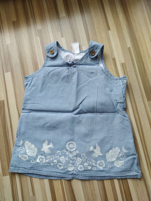 Sukienka jeansowa na ramiączkach hm h&m 68 haft vintage boho