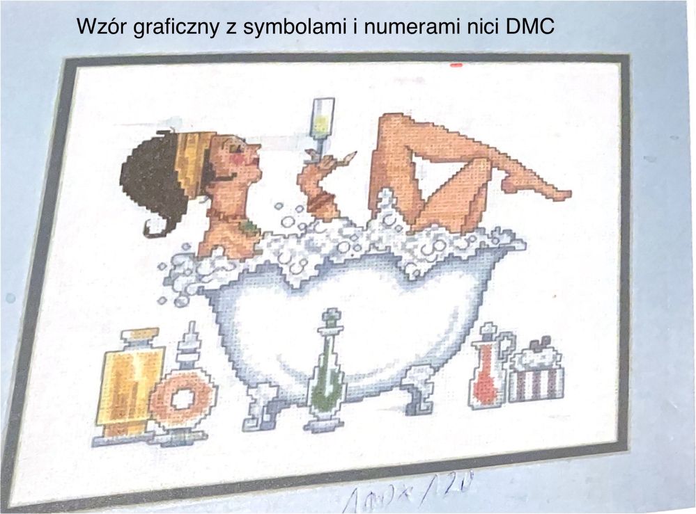 Schemat wzór haftu krzyżykowego Dama w kąpieli