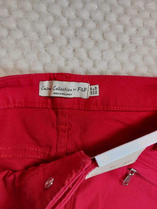 Nowe czerwone spodnie damskie F&F SKINNY, rozmiar 38 (M)