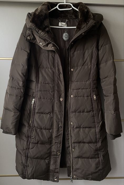 Oltre markowa puchowa brazowa kurtka damska
