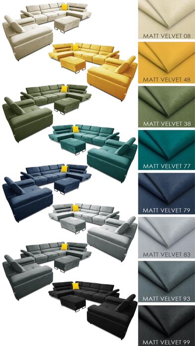 Naroznik Marko Funkcja spania Wybor tkaniny Fotel Pufa