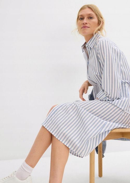 B.P.C sukienka koszulowa midi bawełniana w paseczki 44.