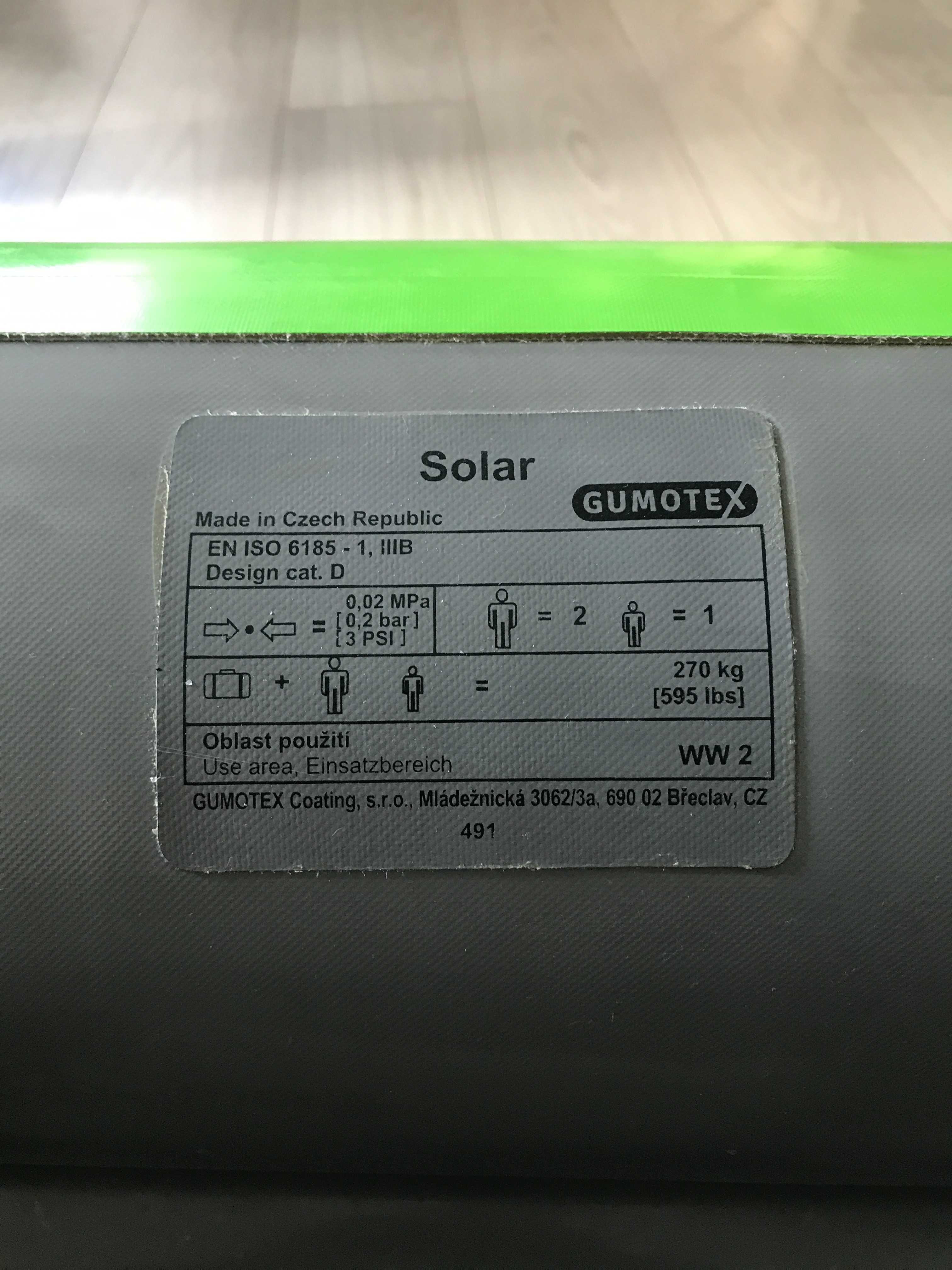 Kajak pneumatyczny (dmuchany, pompowany) Gumotex Solar. Cały zestaw