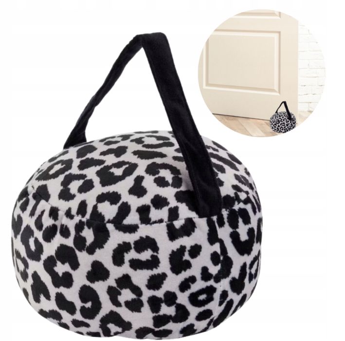 Stoper odbojnik do drzwi szara panterka wolnostojący aksamitny 13 x 15