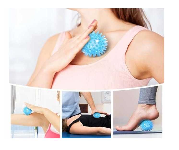 Piłka do masażu mięśni ciała z wypustkami niebieska sensoryczna 6cm