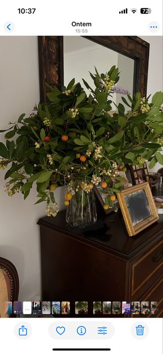 Faço arranjos com flores do campo com plantas de época.