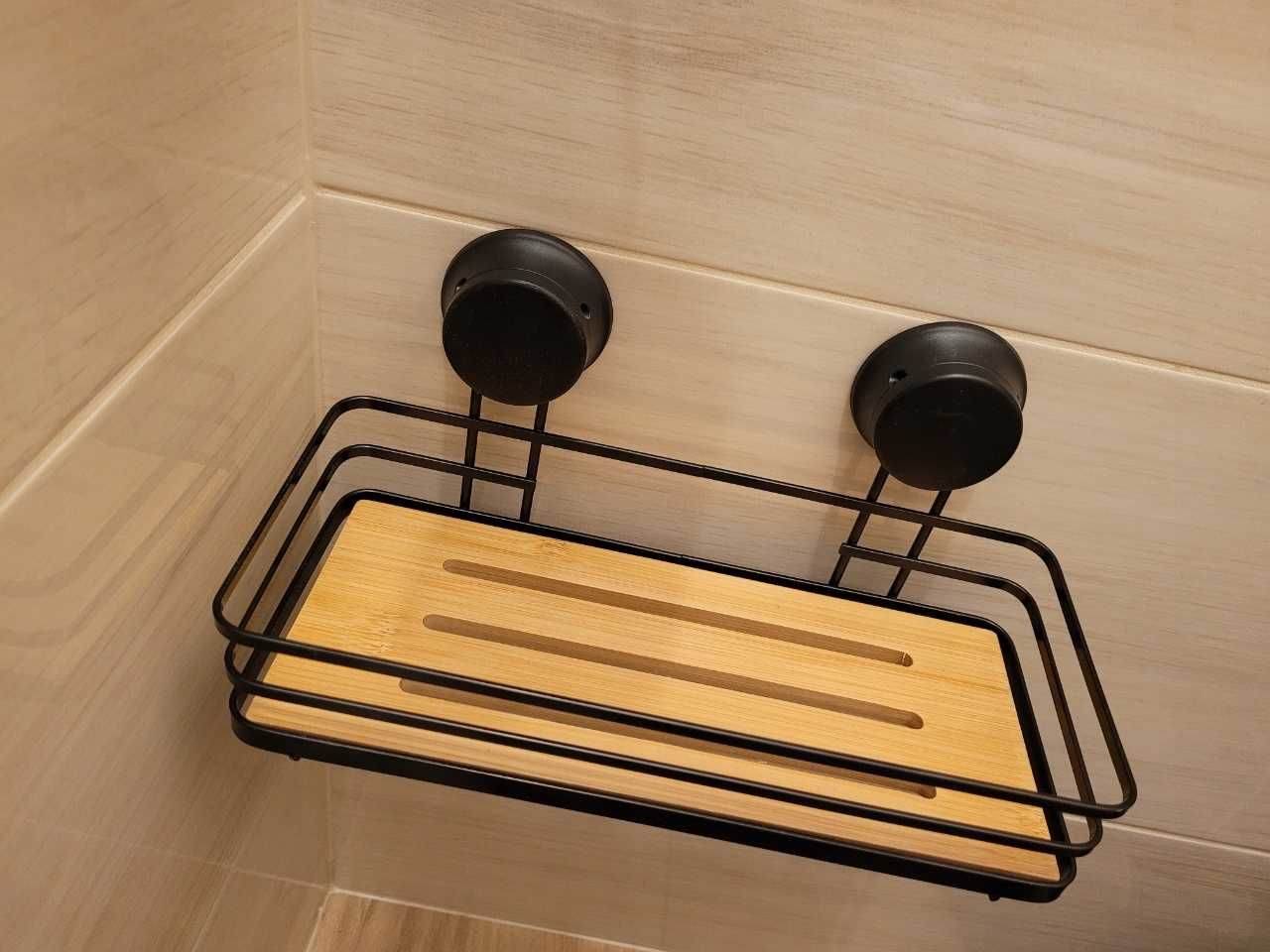 Półka łazienkowa prostokątna czarny bambus