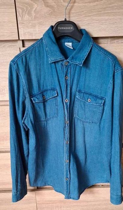 Granatowa koszula jeansowa Lindex 170cm niebieska